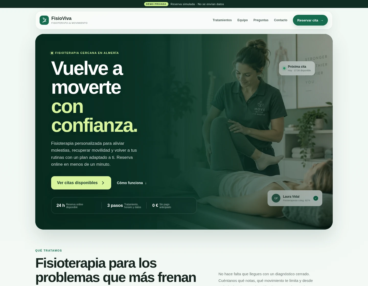 Diseño web de FisioViva en ordenador, proyecto de Ondra Studio