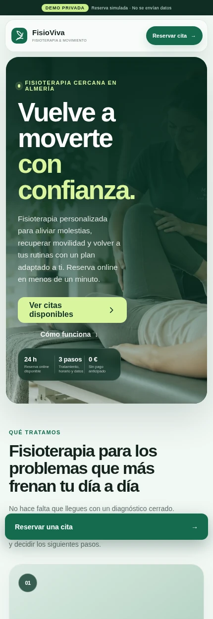 Diseño web móvil de FisioViva, proyecto de Ondra Studio